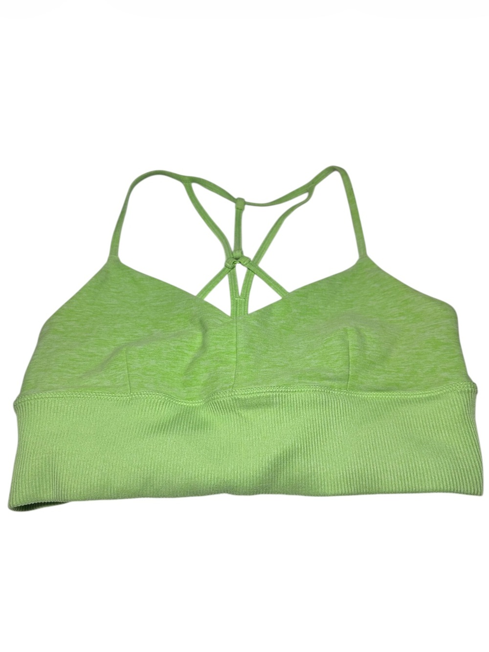 Alo Yoga Alosoft Lavish Bra Neon Lime Heather Green Strappy S - Picture 10 of 17